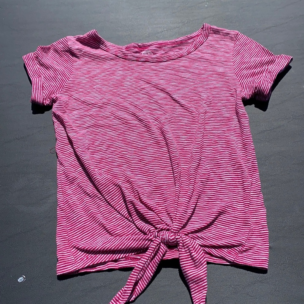 pink and white striped top